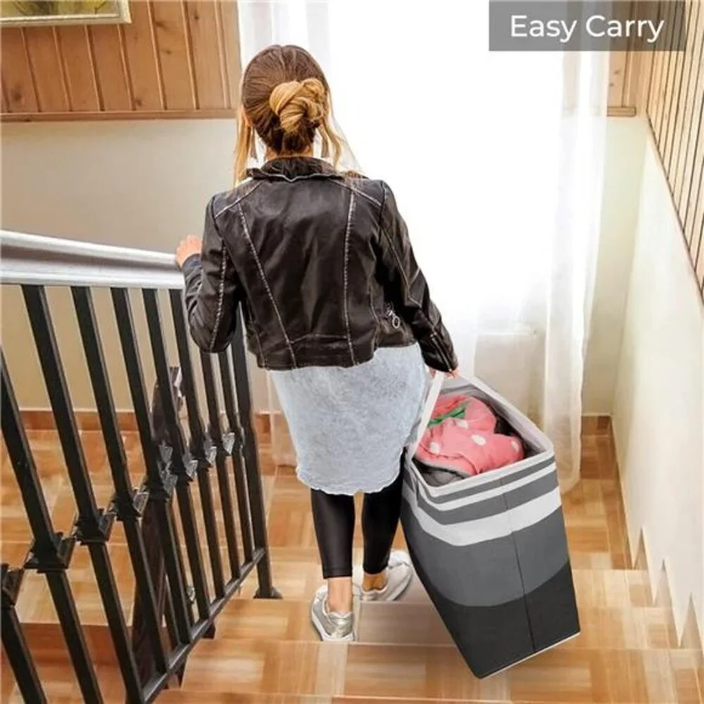 Large Laundry Baskets 2 Pack Waterproof Freestanding Collapsible Clothes Hamper